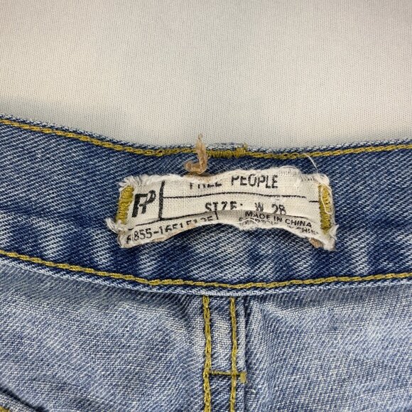 Free People Lacey Distressed Denim Cutoff Lace Hem High Rise Shorts, W28 - Picture 7 of 12